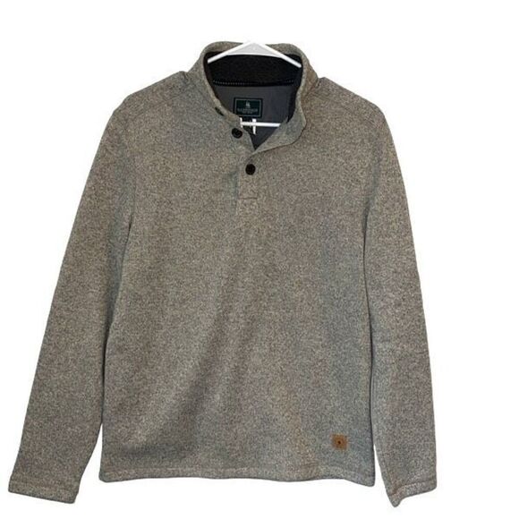 G.H. Bass & Co Mens 1/4 Button Henley Fleece Pullover Sweater Gray Small - Picture 1 of 8
